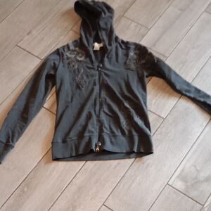 Gray Hooded Zip-Up Jacket